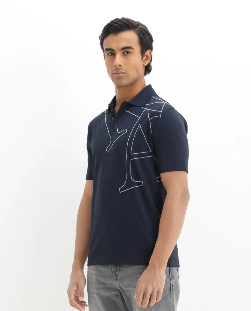 Rare Rabbit Men's Flock Print Polo T-Shirt