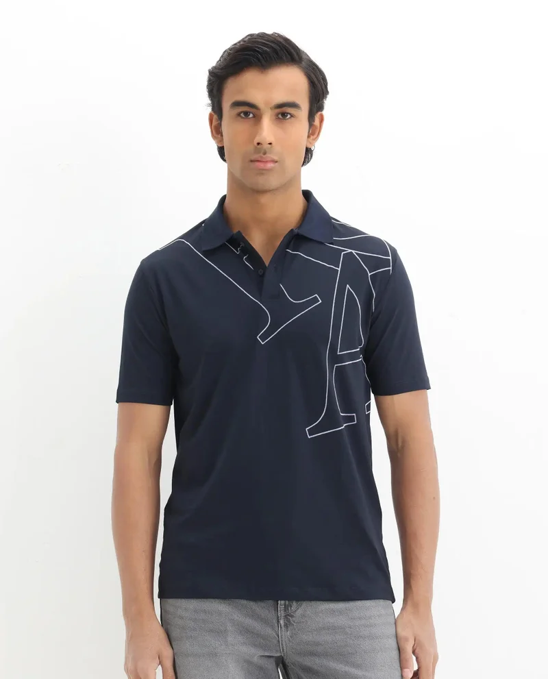 Rare Rabbit Men's Flock Print Polo T-Shirt