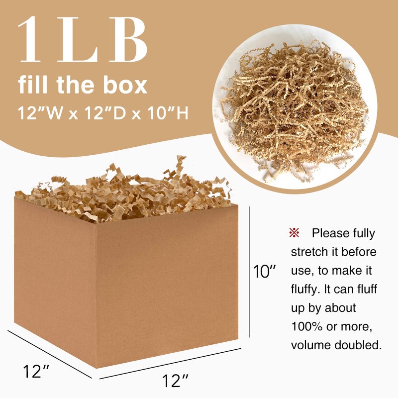 Corlcol 1LB Crinkle Cut Paper Shred Filler for Gift Box Bag and Basket On Holidays (Kraft Brown) - Image 2
