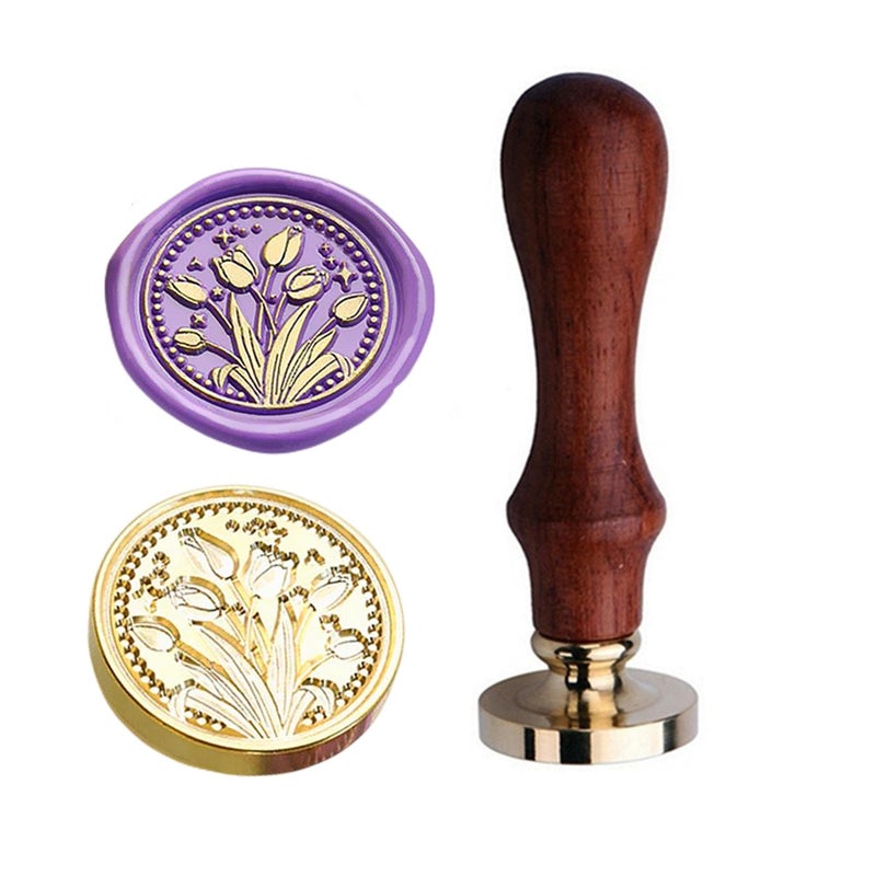 JUPPE 6pcs Flower Wax Seal Set, Cherry Blossom Rose Bell Orchid Branches Tulip Various Flowers Sealing Wax Stamps for Wedding Invitation Birthday Party - Image 3