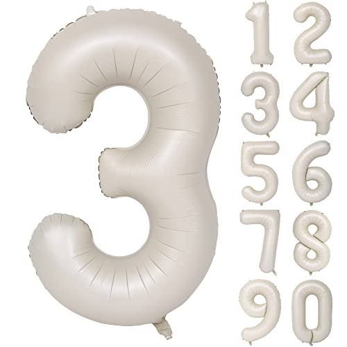 CHANGZHONG 40 In Cream white Number Balloons Helium Foil Mylar Balloon Birthday Party banquet Decoration Digital 3 - Image 1
