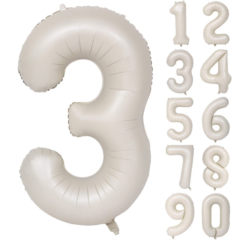 CHANGZHONG 40 In Cream white Number Balloons Helium Foil Mylar Balloon Birthday Party banquet Decoration Digital 3 - Image 3