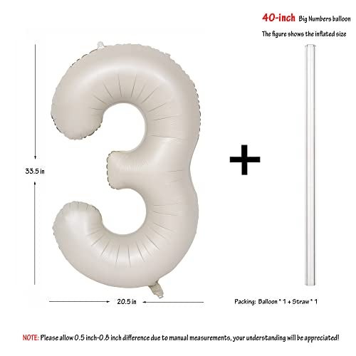 CHANGZHONG 40 In Cream white Number Balloons Helium Foil Mylar Balloon Birthday Party banquet Decoration Digital 3 - Image 5