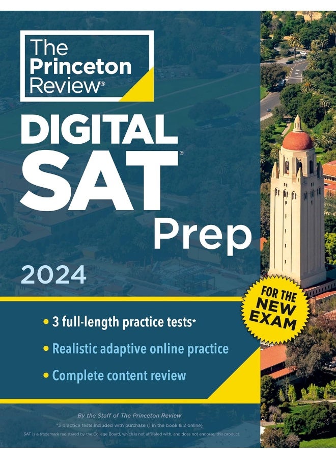 Princeton Review SAT Prep, 2024 : 3 Practice Tests + Review + Online Tools for the NEW Digital SAT - Image 1