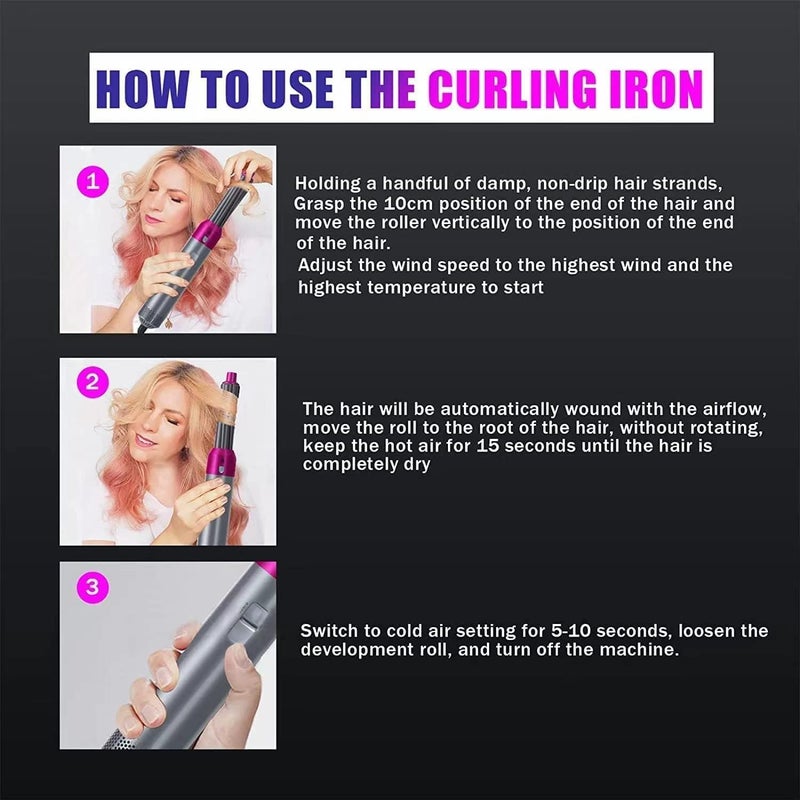 Hair Dryer Brush, 5 in 1 Hot Air Styler, 1000W - Image 2