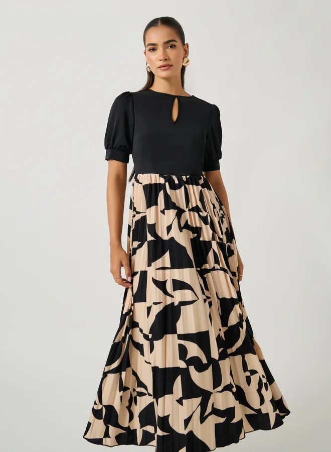 Take Two Abstract Pleated Dress