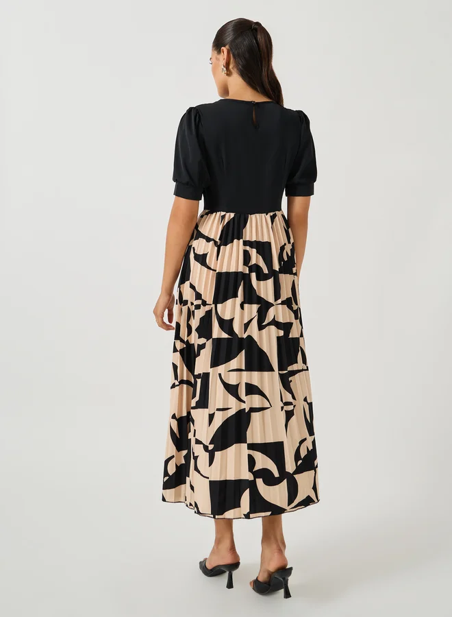 Take Two Abstract Pleated Dress