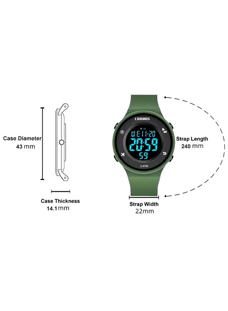 Coobos Kids Water Resistant Rubber Digital Watch Green - Image 3