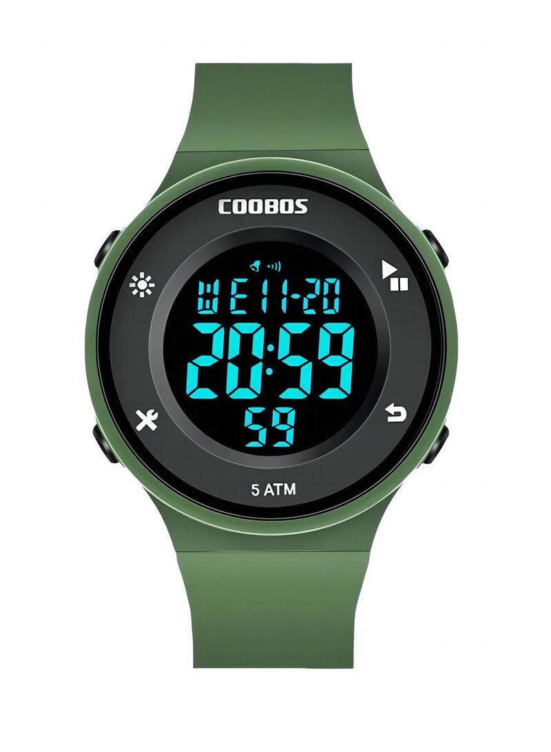 Coobos Kids Water Resistant Rubber Digital Watch Green - Image 1