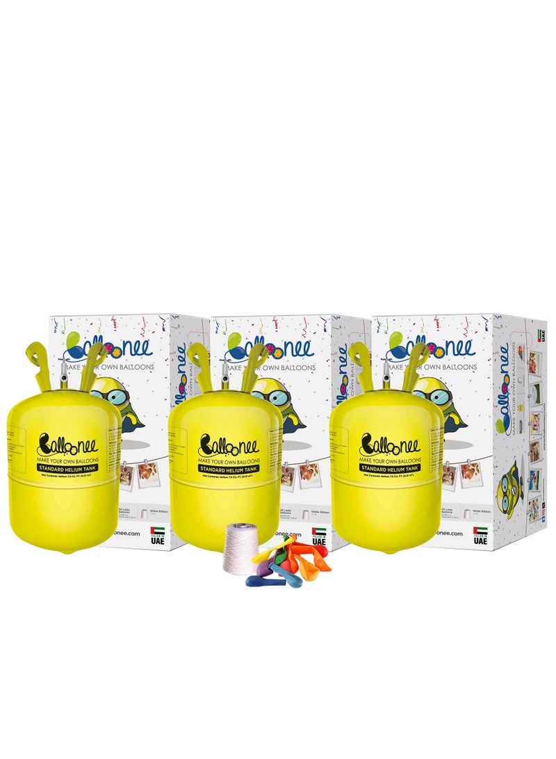 Balloonee Standard Disposable Helium Party Kit - Pack of 3, Helium Tank for Balloons At Home  - Image 1