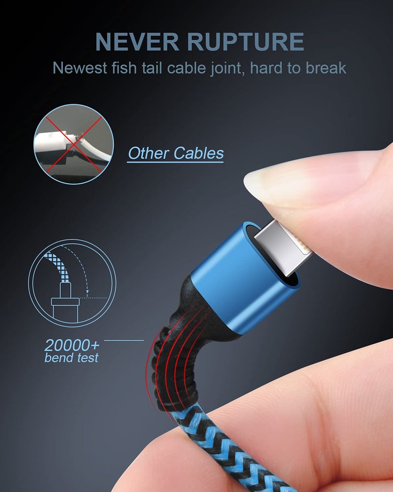 Haoano USB A to Lightning Cord, 2Pack/3Ft Nylon Braided iPhone Charger Cable, Apple Approved Fast Charging Power Wire for iPhone 14, 14 Pro Max, 13 Pro Max, 13Pro, 13, 13 Mini, 12 11 10 XR XS X 8 Plus 7 6 6s - Image 4