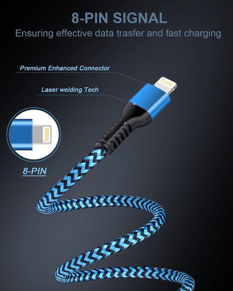 Haoano USB A to Lightning Cord, 2Pack/3Ft Nylon Braided iPhone Charger Cable, Apple Approved Fast Charging Power Wire for iPhone 14, 14 Pro Max, 13 Pro Max, 13Pro, 13, 13 Mini, 12 11 10 XR XS X 8 Plus 7 6 6s - Image 3