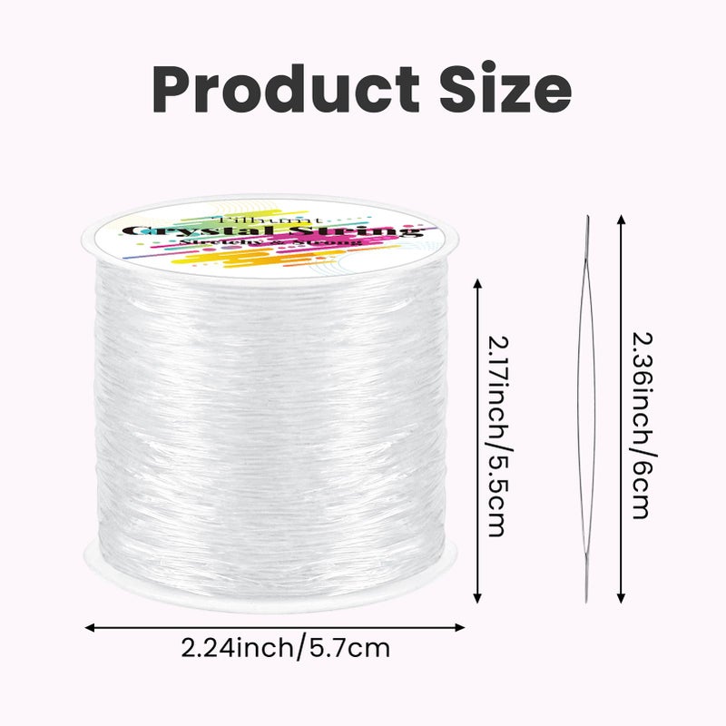 Tilhumt 1mm Elastic String, 328Feet Stretchy Bracelet Crystal String with 2 Beading Needles and 1 Scissors for Beading and Jewelry Making - Image 5