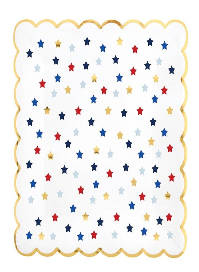 Slant Collections Patriotic Party 8-Count Square Paper Plates with Scalloped Edges, 9", Stars and Stripes - Image 3