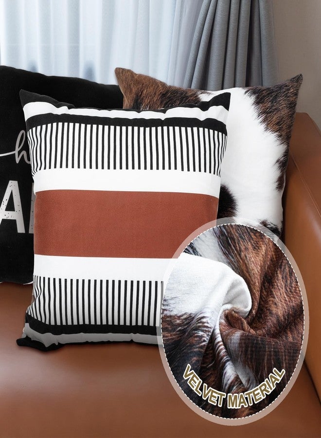 Chuarry Set of 4 Western Pillow Covers Cowhide Throw Pillows Cases18 x 18 Inch Farmhouse Country Decorative for Home Couch Bed Sofa Western Decor - Image 2