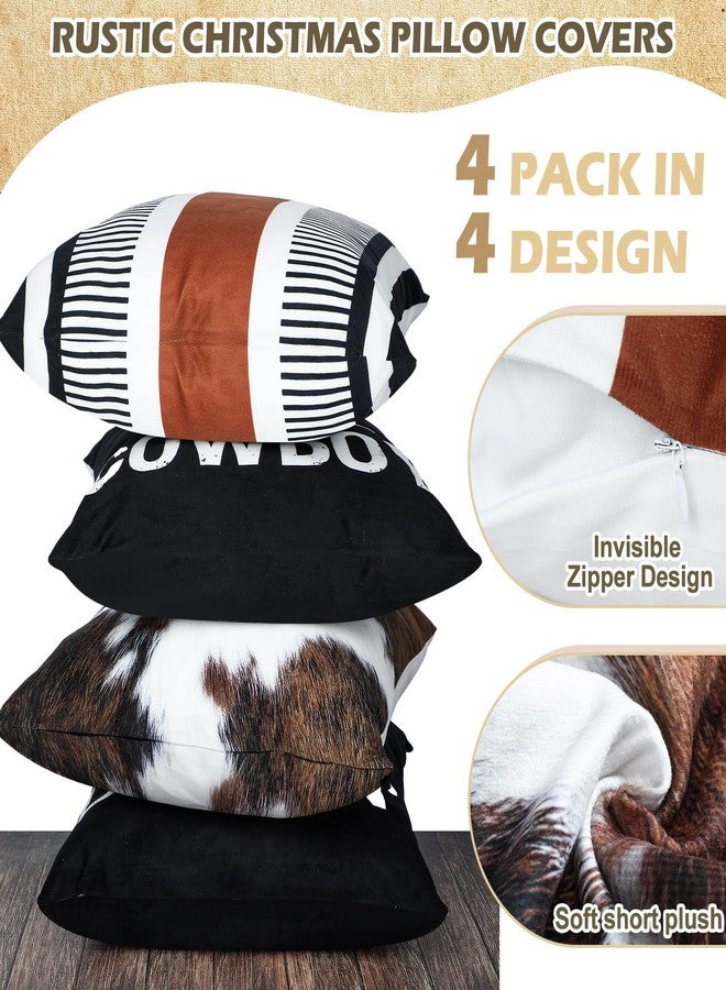 Chuarry Set of 4 Western Pillow Covers Cowhide Throw Pillows Cases18 x 18 Inch Farmhouse Country Decorative for Home Couch Bed Sofa Western Decor - Image 5