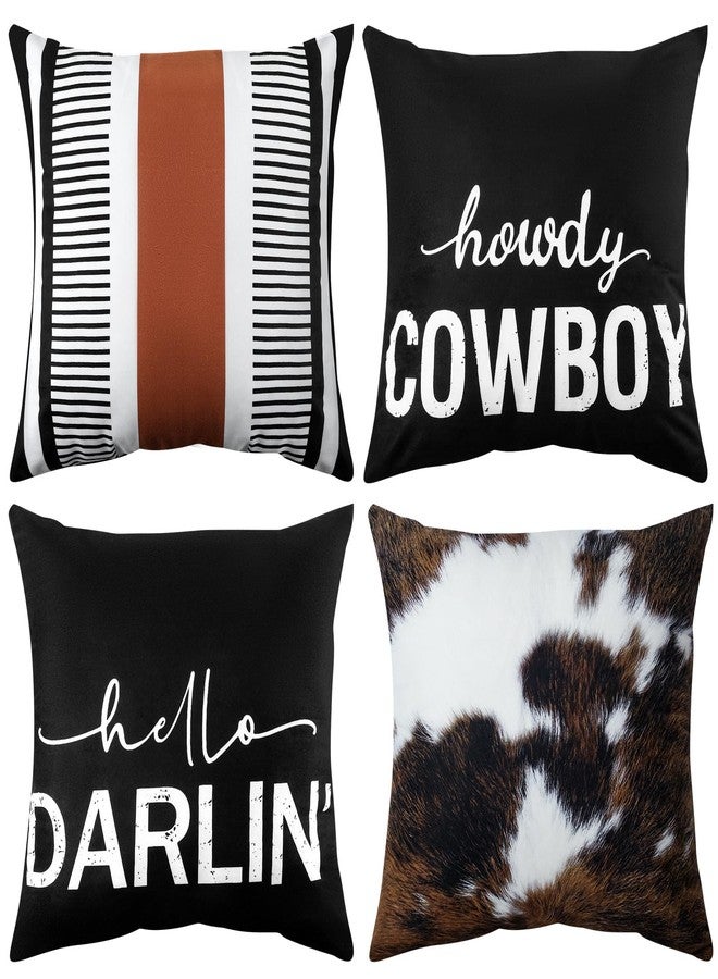 Chuarry Set of 4 Western Pillow Covers Cowhide Throw Pillows Cases18 x 18 Inch Farmhouse Country Decorative for Home Couch Bed Sofa Western Decor - Image 1