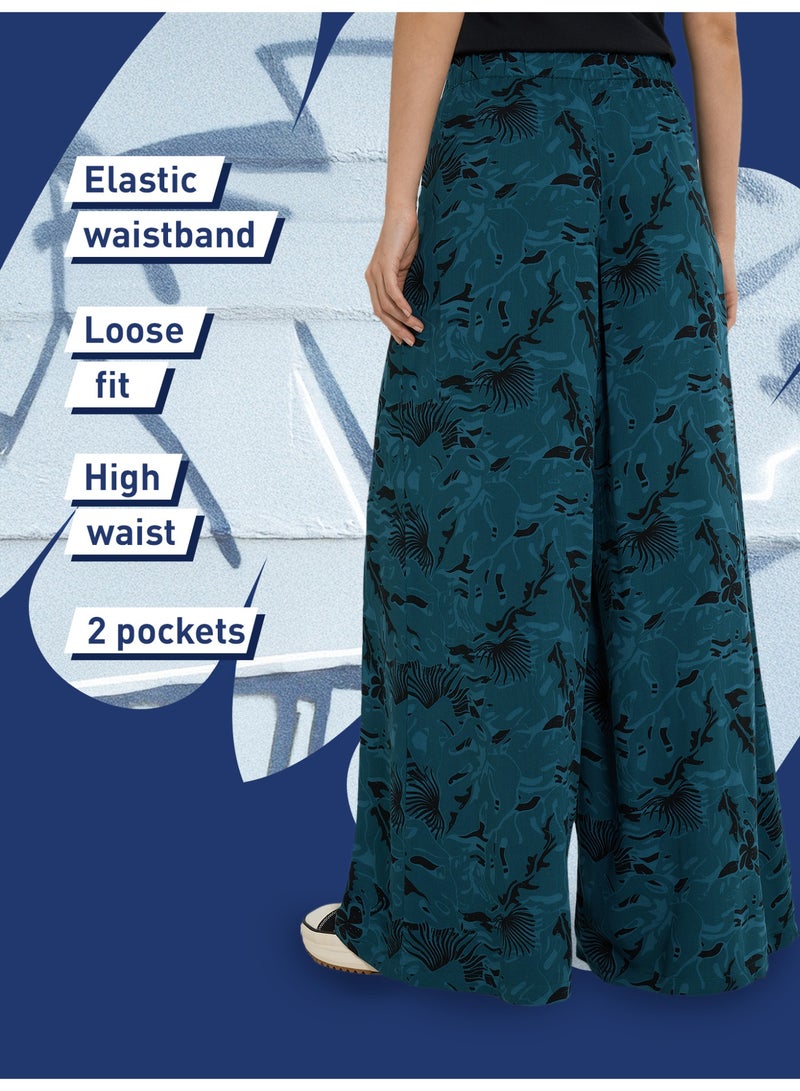 شروط السراويل النسائية تيرميت أسود / أخضر ، 100 ٪ فسكوزي ، عالية الخصر ، حزام مطاط ، تناسب مريح للشاطئ وركوب الأمواج - Image 2