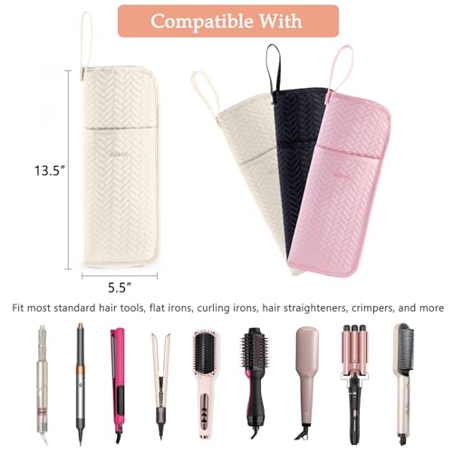 ELCUPA Hair Tools Travel Bag Heat Resistant Curling Iron Holder Flat Iron Case Hot Tools Organizer Pouch for Hair Straightener Hair Dryer Crimper Styling Accessories Travel Makeup Bag - Image 3