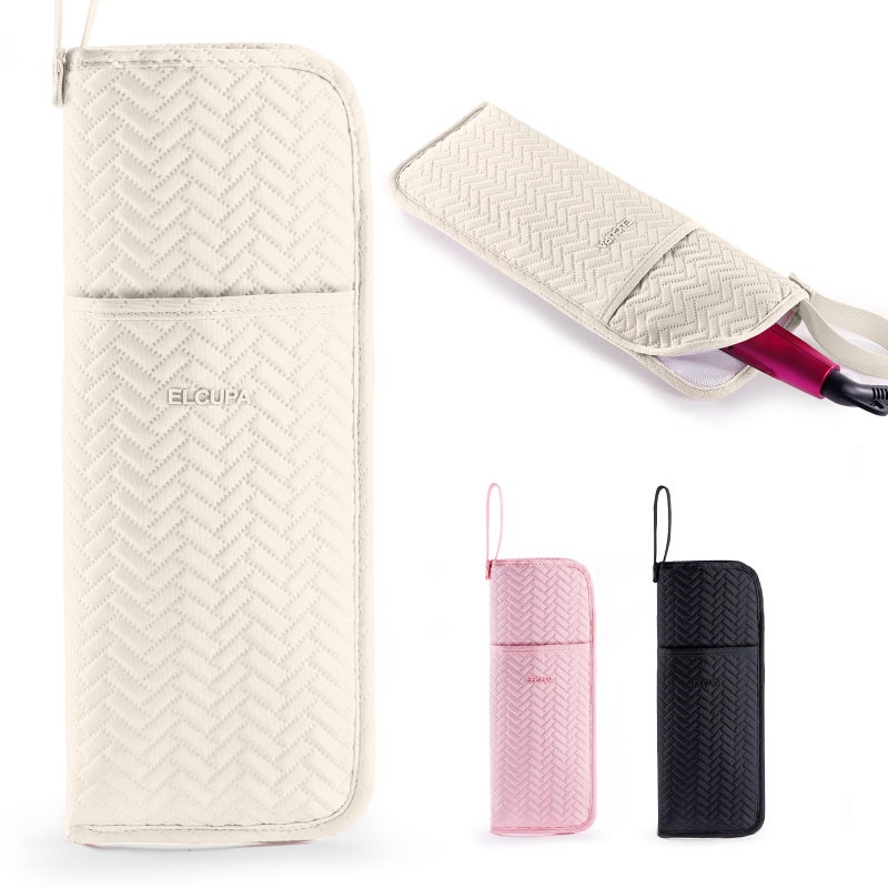 ELCUPA Hair Tools Travel Bag Heat Resistant Curling Iron Holder Flat Iron Case Hot Tools Organizer Pouch for Hair Straightener Hair Dryer Crimper Styling Accessories Travel Makeup Bag - Image 2
