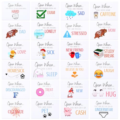 LIKEYO Open When Letters Kit - 24pcs, College Envelopes, Long Distance Gifts for College Students - Image 1