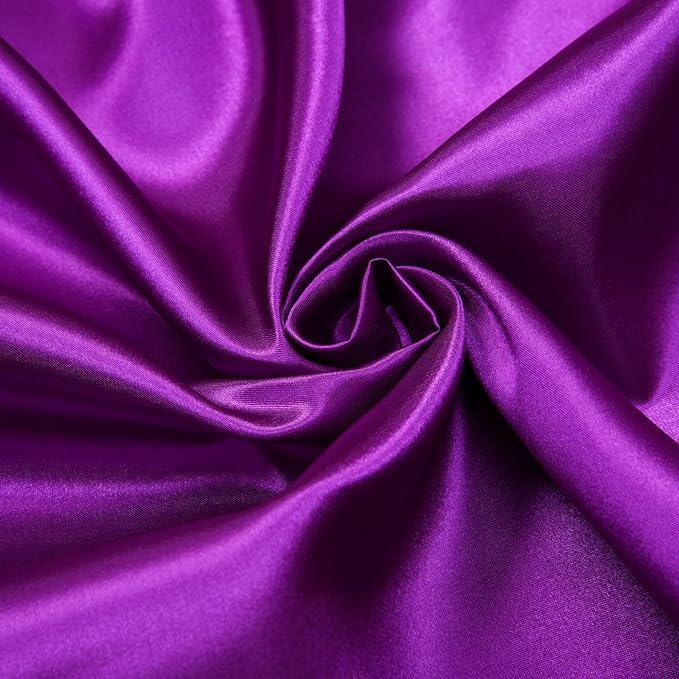 Filloxy Plain Silky Shine Satin Fabric Material for Fashion Design Stitching Multiple Use Includes Dress, Pillow Cover, Designer Cloths, Home Decor Material - 44" Hight (Violet, 5 Meter) - Image 1