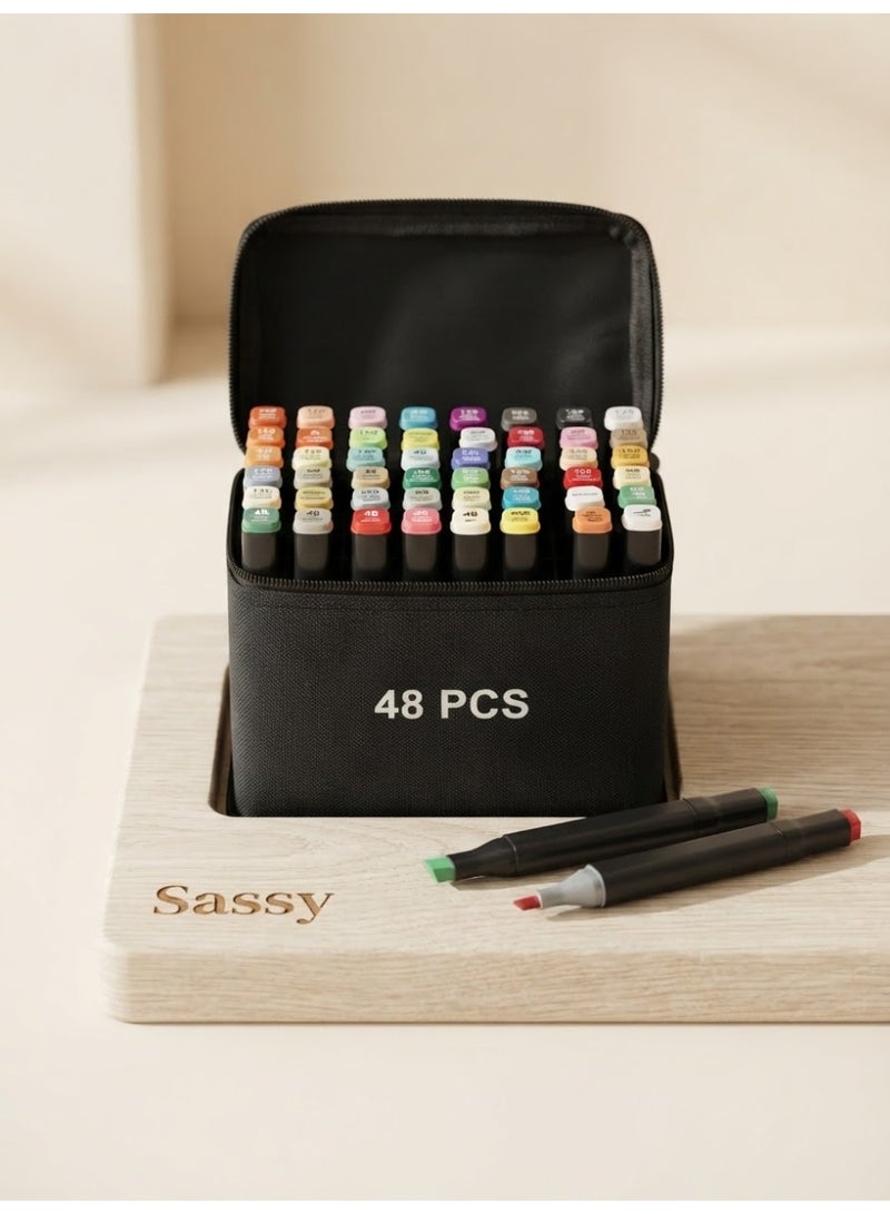 Touchfive 48-Color Dual Tip Art Markers Set, Professional Alcohol-Based Permanent Markers for Sketching, Drawing, Illustration, Calligraphy, Shading & Design with Carrying Case - Image 5