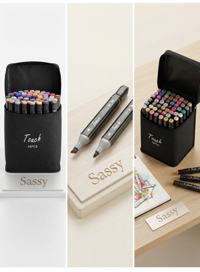 Touchfive 48-Color Dual Tip Art Markers Set, Professional Alcohol-Based Permanent Markers for Sketching, Drawing, Illustration, Calligraphy, Shading & Design with Carrying Case - Image 3