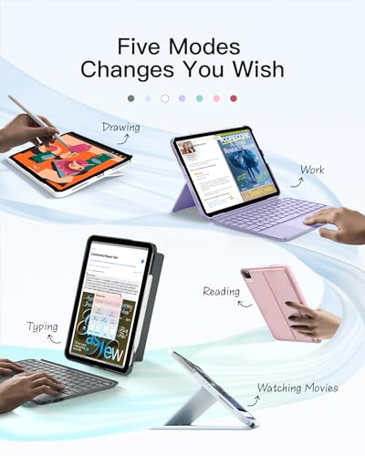 Inateck for iPad (A16) 11th/10th Gen 450g Ultralight Keyboard Case, Air 11" 2026 M4 /M3/M2, Air 5/4th, Pro 11 4/3/2/1th,1 Second Magnetic Detachable Keyboard with Touchpad, AceTouch, Light Pink - Image 4