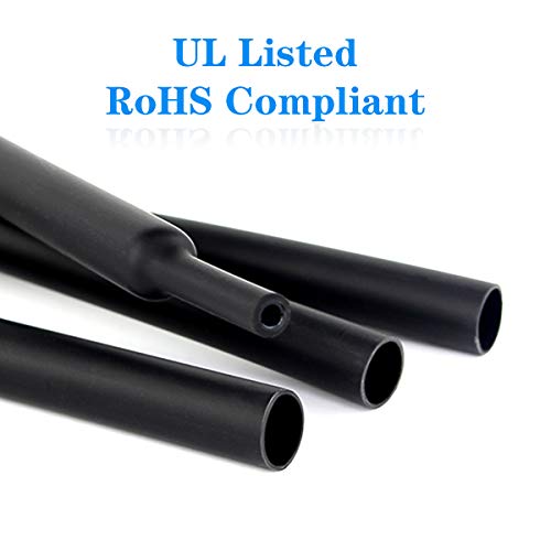 PPCLION 20 Ft 1/2" (Diameter) Dual Wall Black Heat Shrink Tubing 3:1, Each 1 Ft Long, 20 PCS No Wrinkle Electrical Shrink Tube for Wires,Marine Grade Shrink Tube with Adhesive Lined Waterproof - Image 3