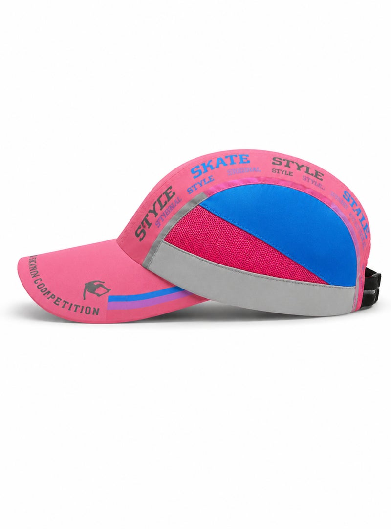 HASTE Print Panel Mesh Baseball Cap - Quick Dry Adjustable - Rose Red - Image 3