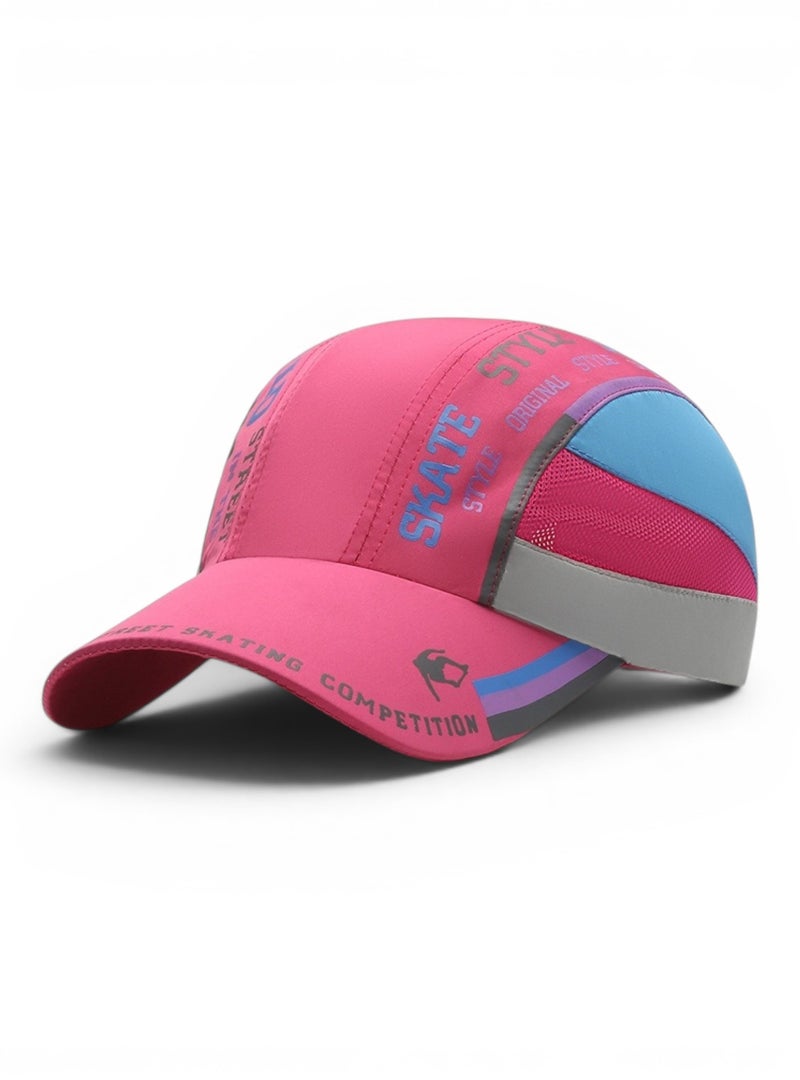 HASTE Print Panel Mesh Baseball Cap - Quick Dry Adjustable - Rose Red - Image 1