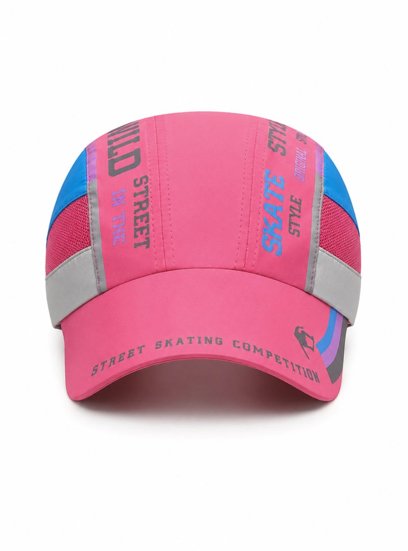 HASTE Print Panel Mesh Baseball Cap - Quick Dry Adjustable - Rose Red - Image 2