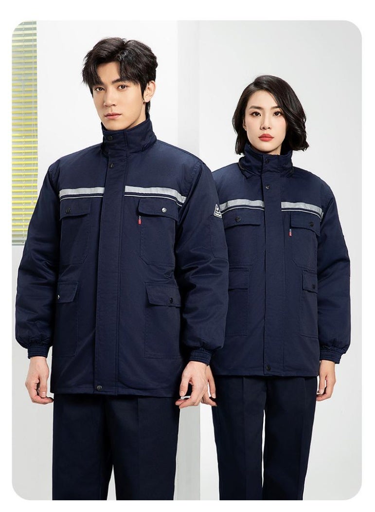NIBEMINENT Detachable Winter Work Jumpsuit Thickened Thermal Layer for Freezer Storage Reflective Safety Wear for Outdoor Labor Jacket - Image 2