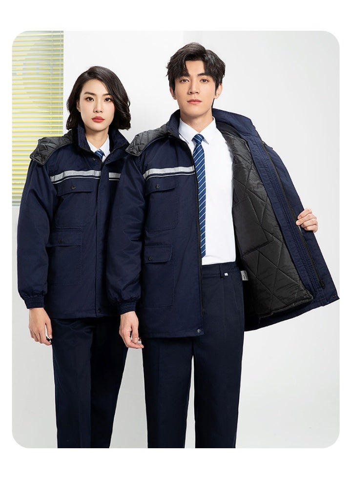 NIBEMINENT Detachable Winter Work Jumpsuit Thickened Thermal Layer for Freezer Storage Reflective Safety Wear for Outdoor Labor Jacket - Image 4