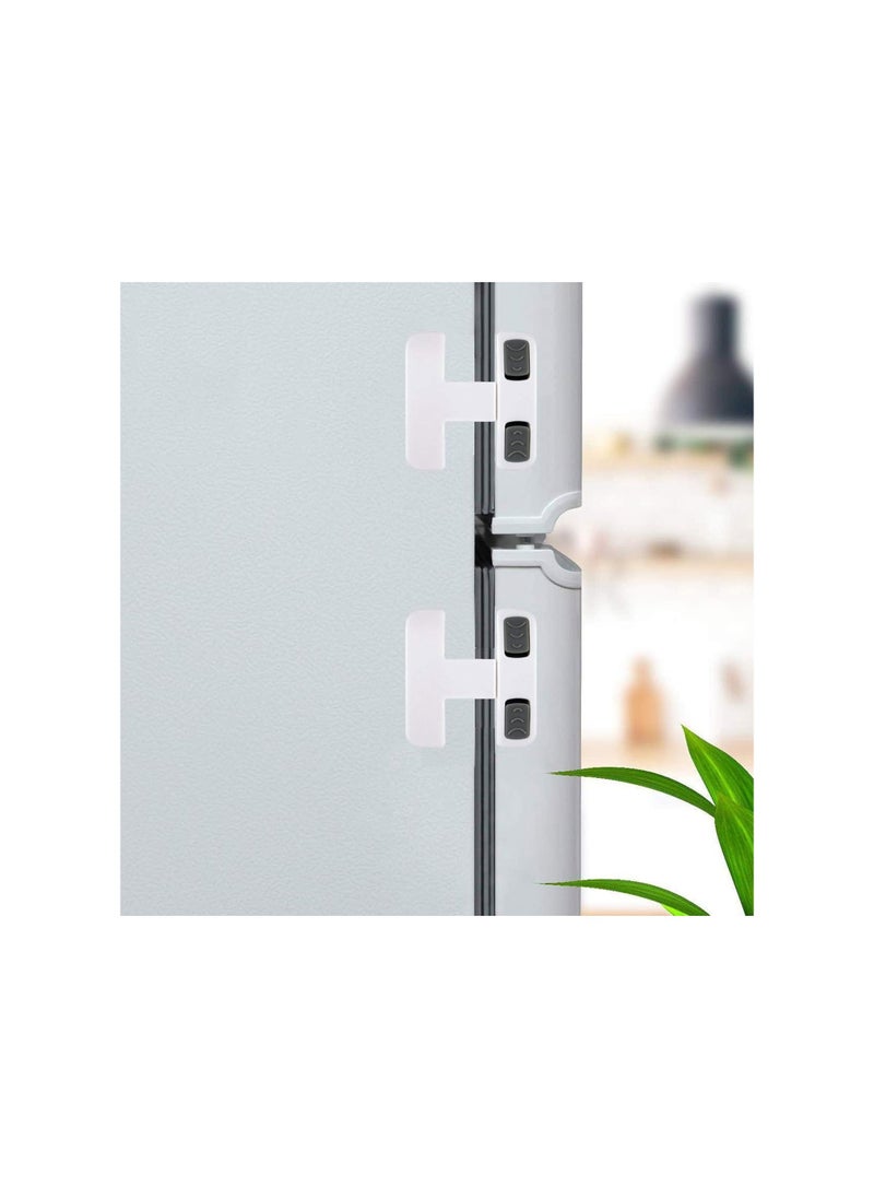 Fridge Freezer Door Lock, 2 Pack Toddler Kids Child Fridge Locks, Baby Safety Child Lock, Easy to Install and No Tools Need or Drill, for Most Fridges or Cabinet (with 4 Extra Adhesive) - Image 1
