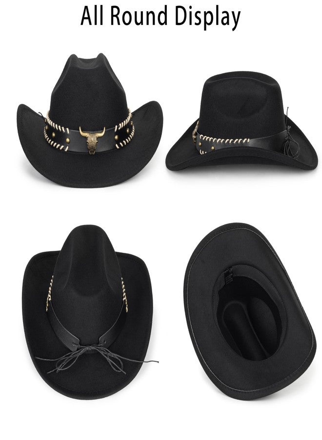 CXQRR Cowboy Hat for Boys Girls Western Felt Fedora Hat for Kids 3-6 Years - Image 3