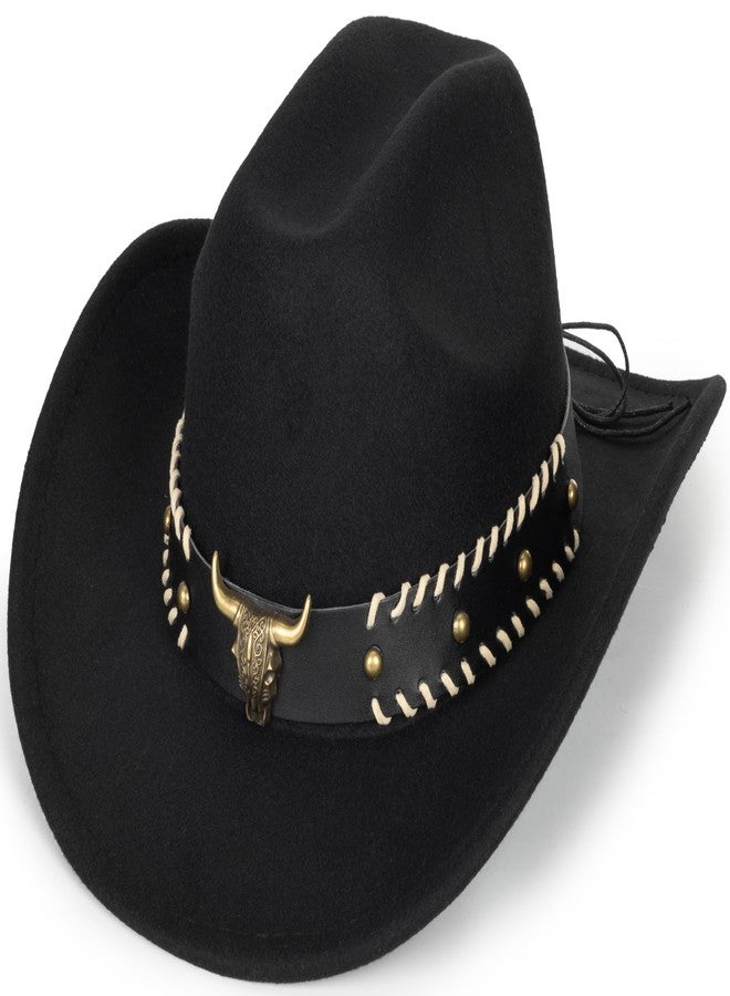 CXQRR Cowboy Hat for Boys Girls Western Felt Fedora Hat for Kids 3-6 Years - Image 1
