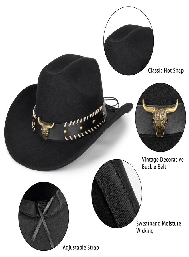 CXQRR Cowboy Hat for Boys Girls Western Felt Fedora Hat for Kids 3-6 Years - Image 4