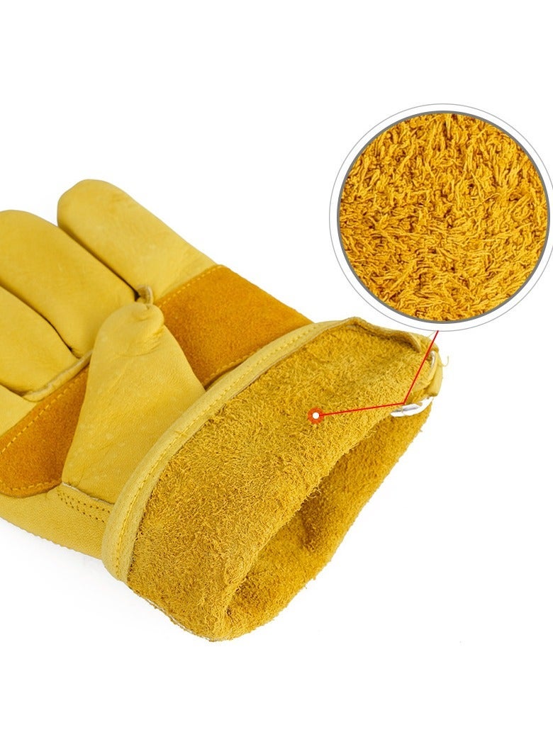 general Outdoor Camping BBQ Heat-Resistant Gloves Top-Grain Leather Thickened Anti-Slip Wear-Resistant Protective Gloves - Image 4