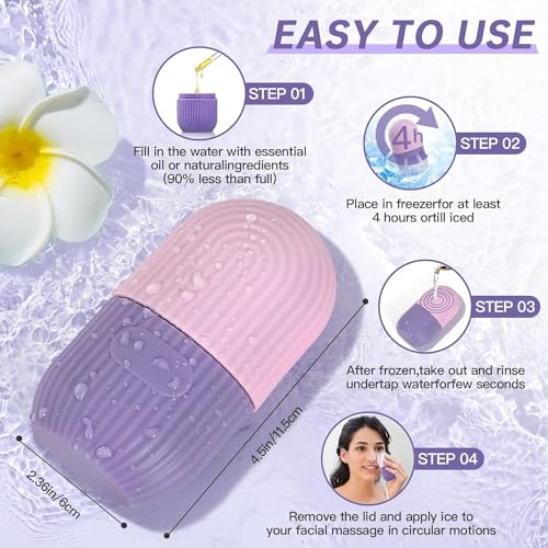 XML Ice Face Roller Silicone Facial Cube for Eyes Neck Massage Remove Dark Circle Pore Shrink Face Skin Care Ice Pack Mould for Knee,Back Pain Relief,Injuries Beauty Tools (Multicolour) - Image 3