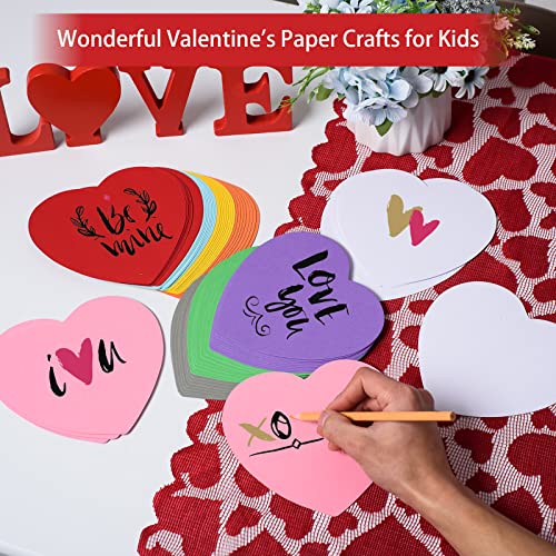MixTeach 72 Pcs Heart Cutouts - 6 Inch Heart Shaped Cards - Assorted Color for Valentine's Day Craft, Kids Love & Peace School Projects - Image 3
