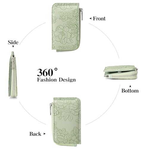 GAEKEAO Small Credit Card Holder Wallet for Women RFID Leather Slim Wristlet Keychain Wallets With Zipper Pocket - Image 3