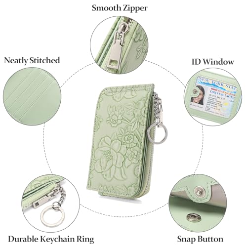 GAEKEAO Small Credit Card Holder Wallet for Women RFID Leather Slim Wristlet Keychain Wallets With Zipper Pocket - Image 5