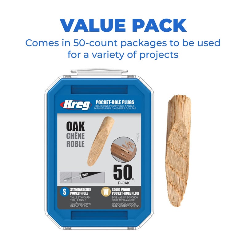 Kreg P-OAK Solid-Wood Pocket-Hole Plugs - Oak - Image 4