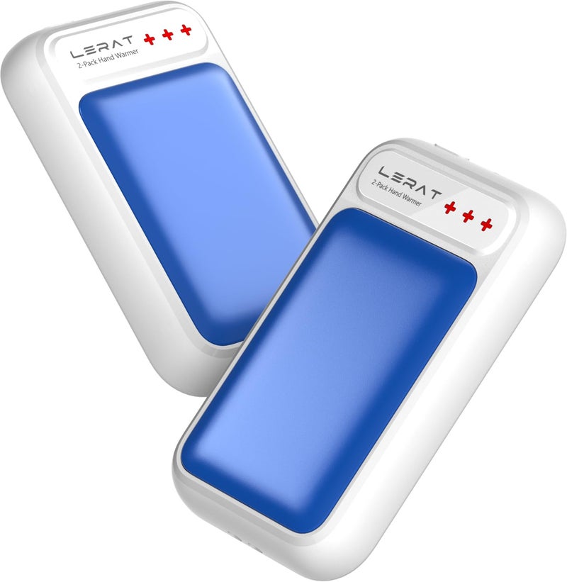 Lerat Hand Warmers Rechargeable 2 Pack  Electric Hand Warmers  Fast Heating  Portable Pocket Heater  2 In 1 Quick Charge Hand Warmer For Outdoor Indoor  Warmer Gift For Women Men  Golf  Camping -Blue - Image 1