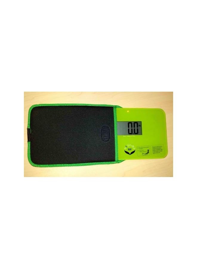 NEWLINE NY - NEWLINE NY Step On Super Mini Smallest Travel Bathroom Scale With Trip Protection Sleeve Sbb0638Sm Gn Sms S001 Bg Green - Image 1