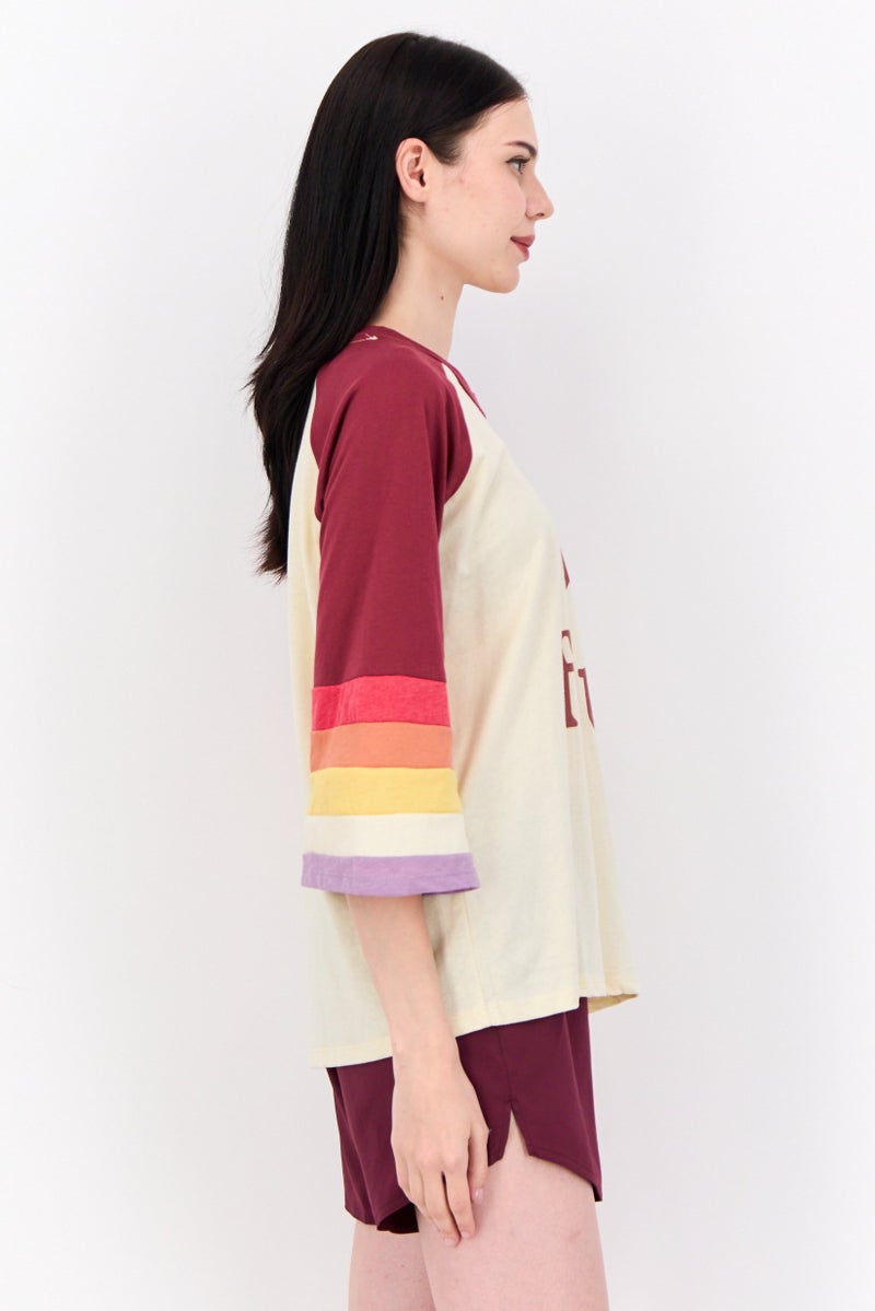 Feat Women Crew Neck 3/4th Sleeve Graphic Print T-Shirts, Multicolor - Image 2