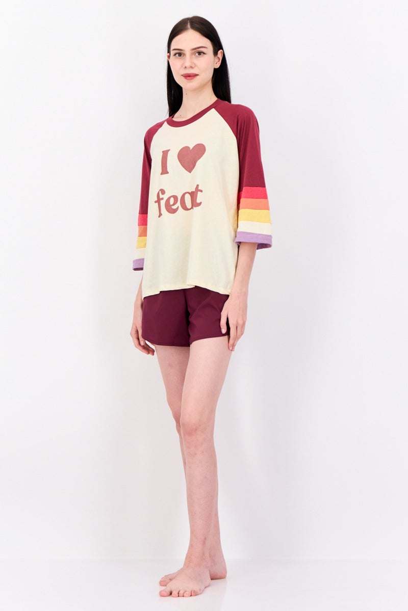 Feat Women Crew Neck 3/4th Sleeve Graphic Print T-Shirts, Multicolor - Image 4