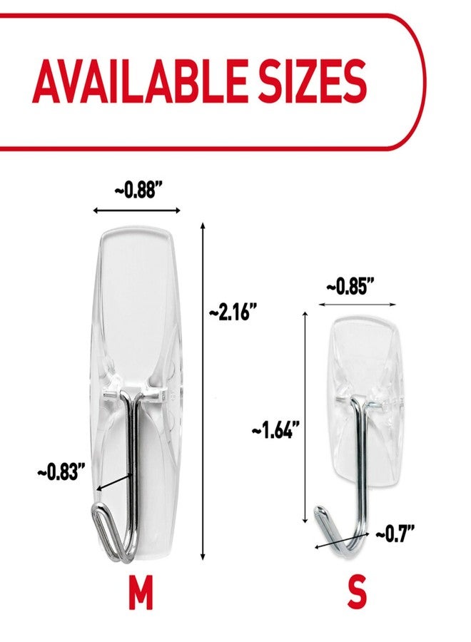 كوماند خطافات Command متوسطة الحجم شفافة بسلك معدني، 6 خطافات و8 شرائط لاصقة، علاقات جدارية غير قابلة للتلف لتعليق ديكور المنزل، تتحمل وزنًا يصل إلى 2 رطل - Image 2